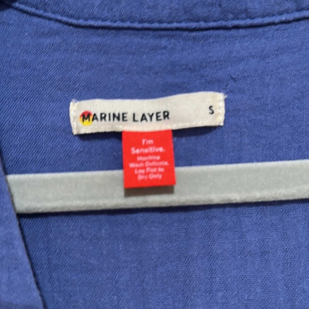 Marine Layer Willow Blue Midi Dress size small cotton excellent pockets - Picture 2 of 9